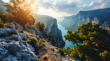 Wonderful view of the Verdon Gorge Aiguin, Provence, France - obrazy, fototapety, plakaty