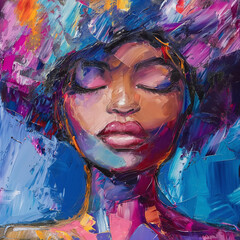 Vibrant, Expressive Color Palette Captures Woman's Portrait in Abstract Painting