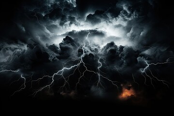 Lighting Effect Thunderstorm On Black Background