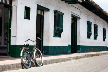 View of the beautiful streets of the Heritage Town of Guaduas located in the Department of Cundinamarca in Colombia.