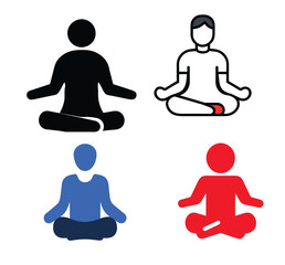 Set of Icons meditation time