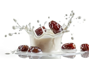 splash of milk and dates isolated on white 2