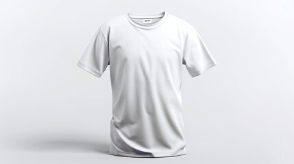 front view of a plain white short-sleeved t-shirt isolated on white