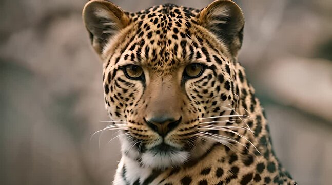 Regal Elegance: Close-Up of Persian Leopard's Head Turning Left
