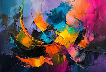 Vivid Fantasy: Abstract Oil Painting with Rainbow Palette. Background for your design.