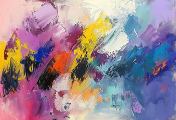 Abstract Oil Painting: Colorful Strokes and Rainbow Fantasy. Background for your design.