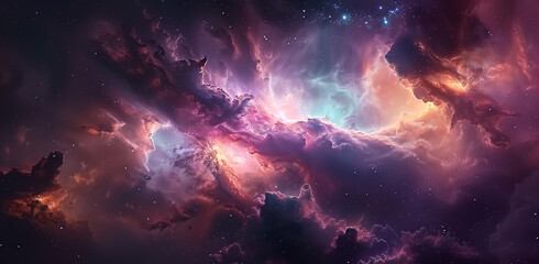 Cosmic Brilliance: Colorful Nebulae Shine in the Night Sky