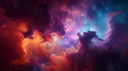 Mystical Nebula Exploration: Colorful Galactic Clouds in Space