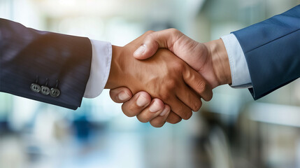 Senior business executives shake hands after negotiations. Successful business partnership. Concept of investment, success, partnership, teamwork, finance, communication.