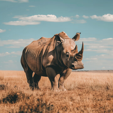 Majestic Rhino in Natural Habitat - Wildlife Photography