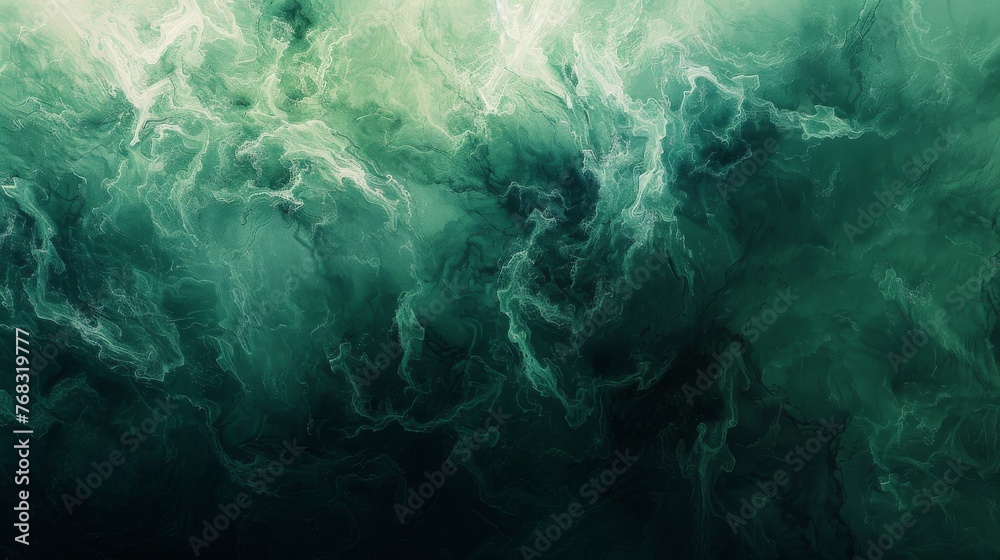 Poster Intricate patterns and depth in a stunning visual representation of green abstract art