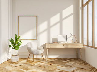 Modern Minimalist Interior Design: Bright Room with Panoramic Window - 768319735