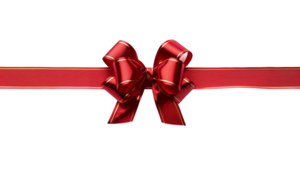 Celebratory Red with gold border and Bow: Elegant Decor Element on Transparent Background