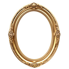 Elegant Baroque Oval Photo Frame. Mockup with transparent background.