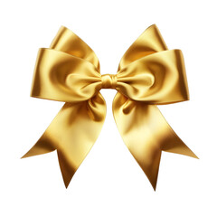 Golden Bow on Transparent Background: Festive Decoration Element - 768319985