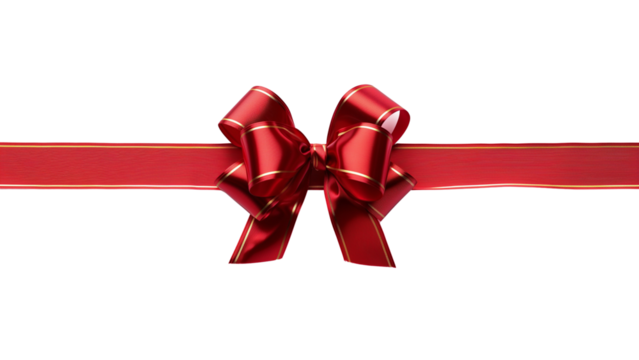 Celebratory Red with gold border and Bow: Elegant Decor Element on Transparent Background