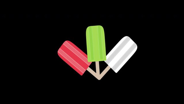 popsicle colorfull ice cream icon concept loop animation video with alpha channel