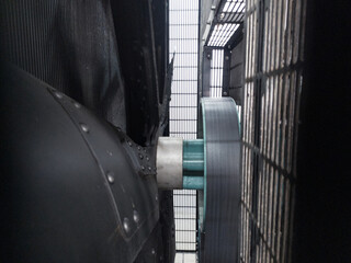 Close up the big fan radiator engine diesel generator.