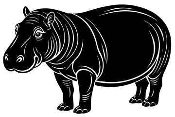 Obraz premium hippopotamus silhouette vector illustration