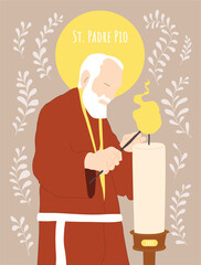Divine Serenity: St. Padre Pio Minimalist Portrait