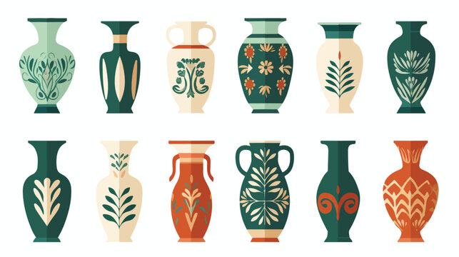 Antique Vases flat vector 
