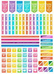 Jelly effect planner stickers sheet, PNG with transparent background. Ideal to cut in Cricut, Silhouette or similar machines. Designed for classic Happy Planner size. 6.75 x 9.25 inches.