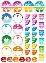 Jelly effect planner stickers sheet, PNG with transparent background. Ideal to cut in Cricut, Silhouette or similar machines. Designed for classic Happy Planner size. 6.75 x 9.25 inches.