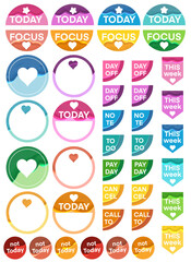 Fototapeta premium Jelly effect planner stickers sheet, PNG with transparent background. Ideal to cut in Cricut, Silhouette or similar machines. Designed for classic Happy Planner size. 6.75 x 9.25 inches.