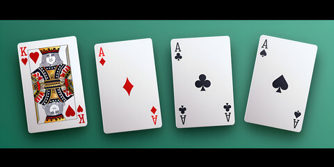Suit deck of playing cards on white background. generative ai 