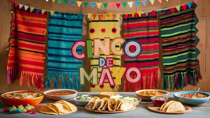 Cinco de Mayo Background: Mexican Blanket Stripes or Poncho Serape