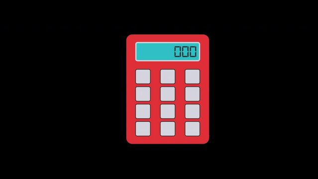 A calculator with buttons icon concept loop animation video with alpha channel