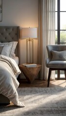 Tranquil Retreat: Sophisticated Bedroom with Plush Textures