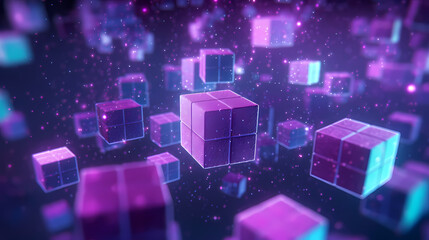 Fototapeta premium Virtual reality space world in cube effect
