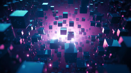 Virtual reality space world in cube effect