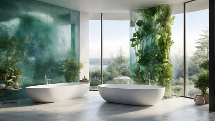 Forest Oasis: Eco-Friendly Bathroom with Panoramic Forest View