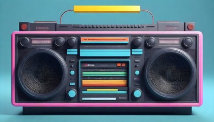 Retro radio cassette player - obrazy, fototapety, plakaty