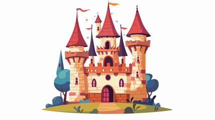 beautiful cartoon castle vector illustration