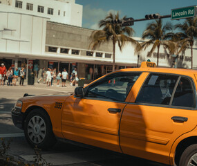 car on the street taxi Miami Beach 