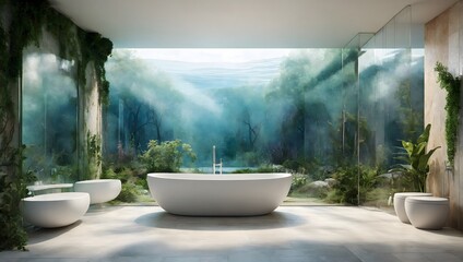 Forest Oasis: Eco-Friendly Bathroom with Panoramic Forest View