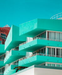 building in the city Artdeco miami beach  - obrazy, fototapety, plakaty