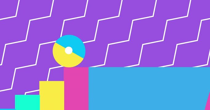 Loop animation of ball that climbing up stairs. Loop bright geometric animation background with ball and stairs. Abstract background for social media, presentations and advertisement or banner