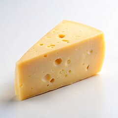 Cheese Slice on White Background - Dairy Product Photography