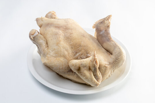 Boiled chicken isolated on white background