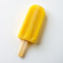 Yellow Popsicle on White Background - Refreshing Summer Treat