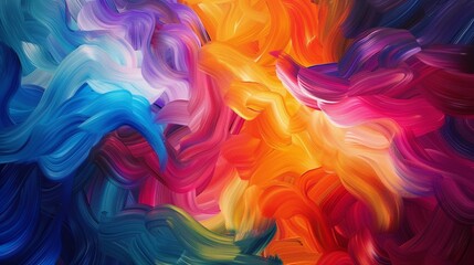 Bold strokes of vibrant colors dance across a silky background, forming a captivating visual symphony.