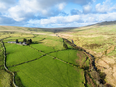 Farm in Dartmoor National Park, Merrivale, Devon, England