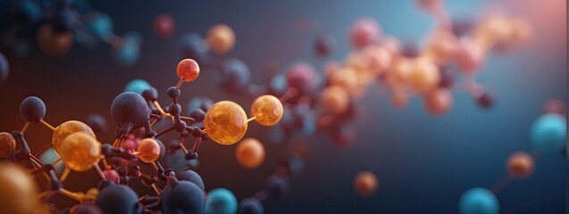 3D Illustration of Molecule Model Science Background, Complex 3D Render of Abstract Molecular Background 
 - obrazy, fototapety, plakaty