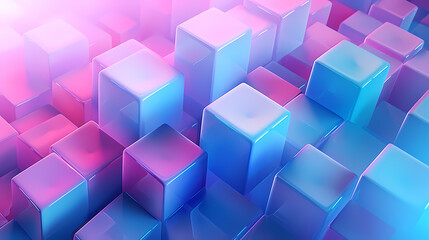 Obraz premium Abstract colorful floating cube in motion, blockchain cube