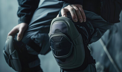 A man wearing medical knee pads