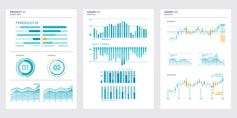 Business elements charts in color. Vector illustration. - 768331702
